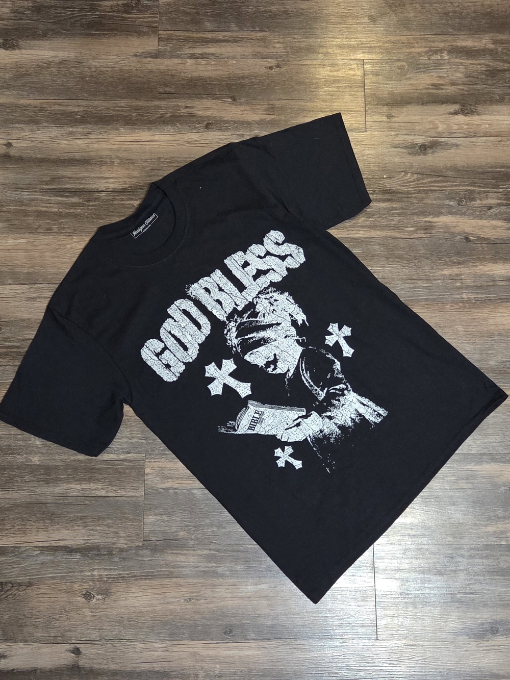 Headgear Classics Black God Bless Graphic T-Shirt Men's M Crew Neck Short Sleeve